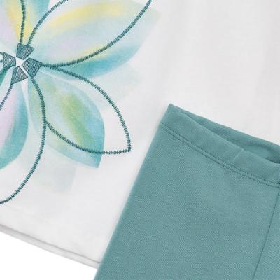 Picture of Mayoral Girls Summer Tunic & Legging Set X 2 - Cream Green