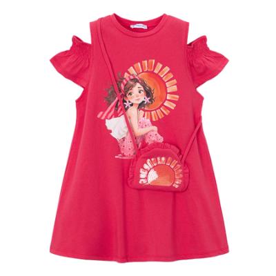 Picture of Mayoral Girls Summer Dress & Bag Set X 2 - Red