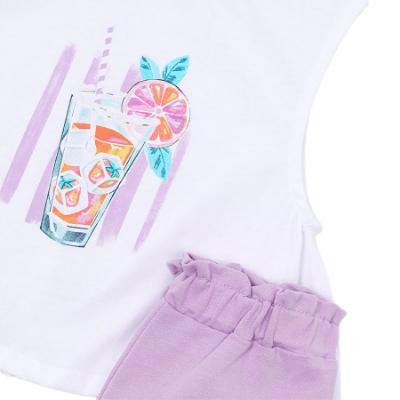 Picture of Mayoral Girls Summer Graphic T-Shirt & Shorts Set X 2 - Lilac
