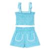 Picture of Mayoral Girls Summer Elastic Smock Gingham Top & Shorts Set X 2 - Blue