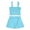 Picture of Mayoral Girls Summer Elastic Smock Gingham Top & Shorts Set X 2 - Blue
