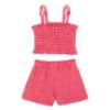 Picture of Mayoral Girls Summer Elastic Smock Gingham Top & Shorts Set X 2 - Red