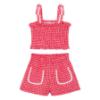 Picture of Mayoral Girls Summer Elastic Smock Gingham Top & Shorts Set X 2 - Red
