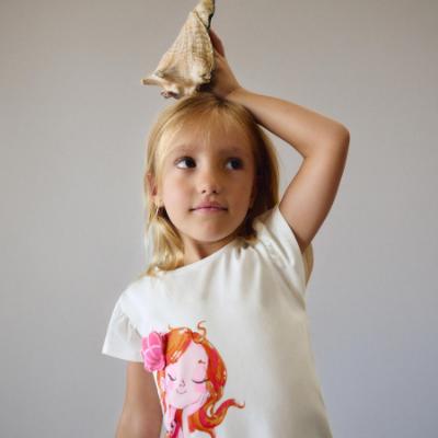 Picture of Mayoral Girls Summer Mermaid Top & Cycling Shorts Set X 2 - Cream Pink