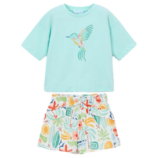 Picture of Mayoral Girls Summer Hummingbird Top & Shorts Set X 2 - Blue Multi