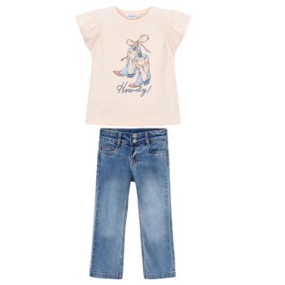 Picture of Mayoral Girls Summer Cowboy Boot Top & Light Denims Set X 2 - Blue Multi