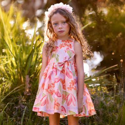 Picture of Mayoral Girls Summer Dress With Fixed Bow Front - Blossom Pink