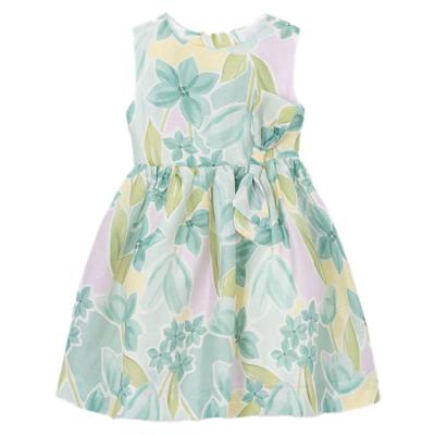Picture of PRE ORDER Mayoral Girls Summer Dress With Fixed Bow Front - Lake Green