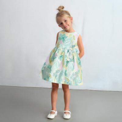 Picture of Mayoral Girls Summer Dress With Fixed Bow Front - Lake Green