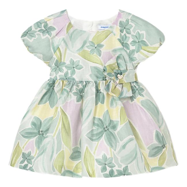 Picture of Mayoral Toddler Girls Summer Dress With Fixed Bow Front - Lake Green