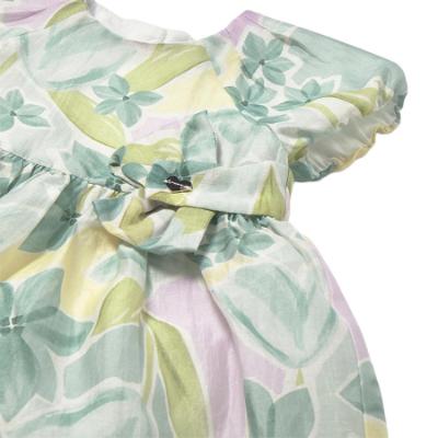 Picture of Mayoral Toddler Girls Summer Dress With Fixed Bow Front - Lake Green