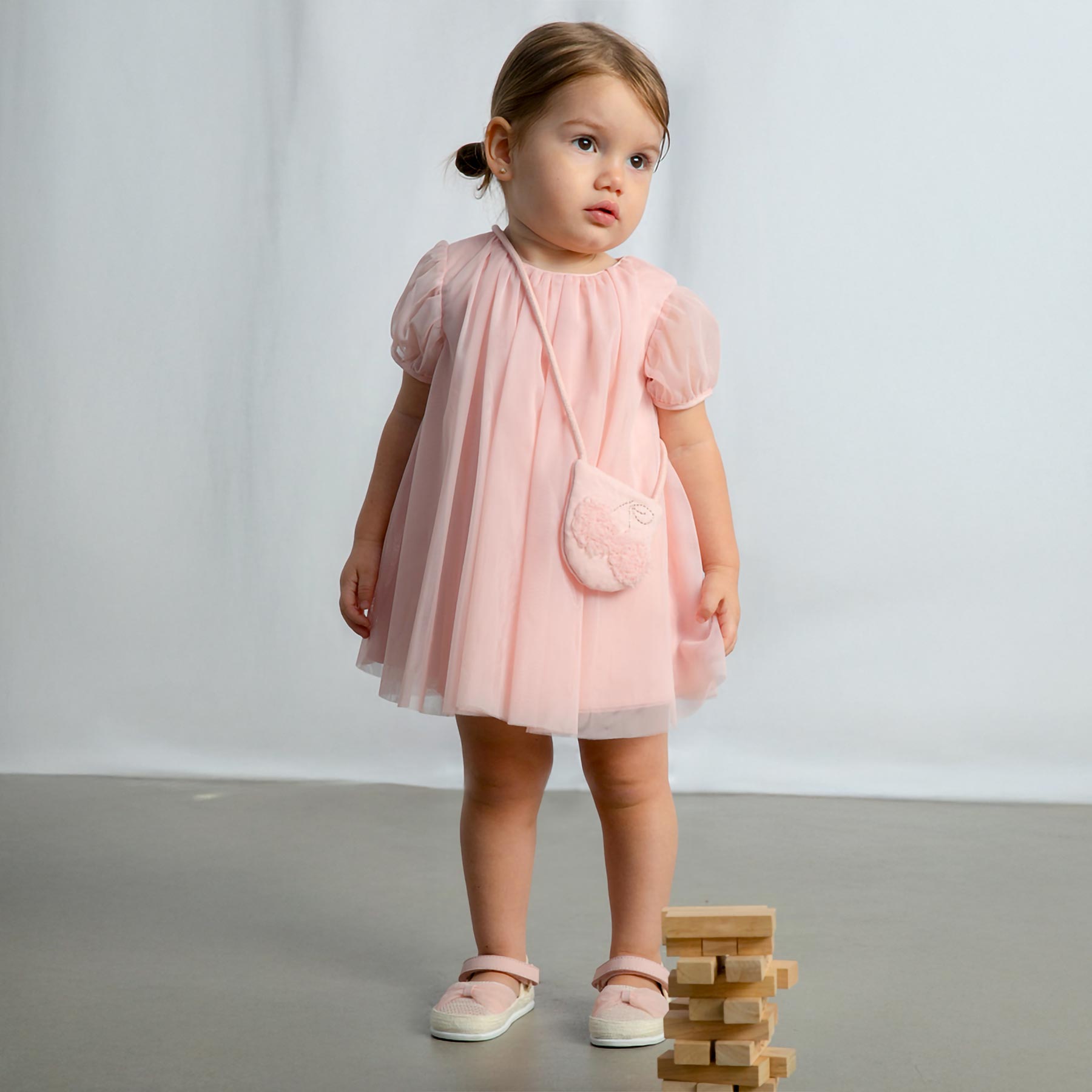 open lace back dress Mayoral Girls’ Fuchsia Pleated Dress 3915