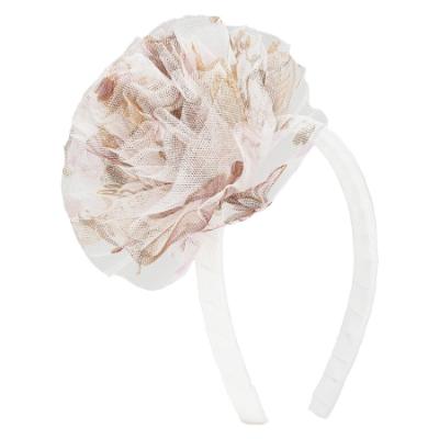 Picture of Daga Girls Twinkle Flight Fabric Rose Hairband - White Beige