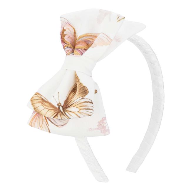Picture of PRE ORDER Daga Girls Twinkle Flight Fabric Bow Hairband - White Beige