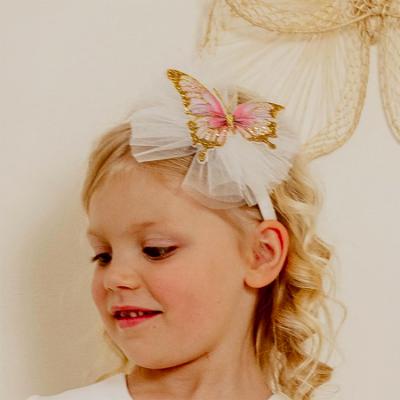 Picture of PRE ORDER Daga Girls Twinkle Flight Tulle With Butterfly Hairband - White Beige