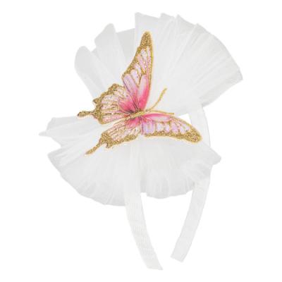 Picture of Daga Girls Twinkle Flight Tulle With Butterfly Hairband - White Beige