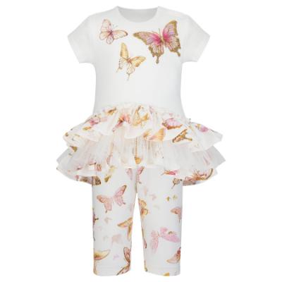 Picture of Daga Baby Girls Twinkle Flight Tunic & Leggings Set X 2 - White Beige