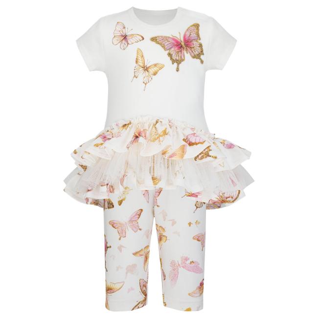 Picture of PRE ORDER Daga Baby Girls Twinkle Flight Tunic & Leggings Set X 2 - White Beige