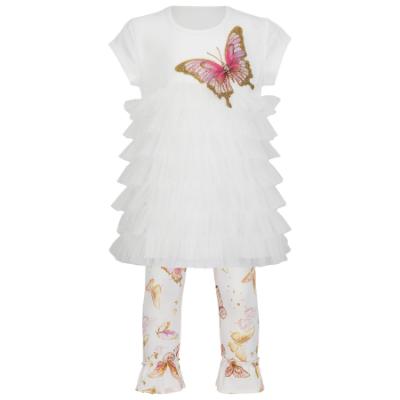 Picture of Daga Girls Twinkle Flight Ruffle Tunic & Leggings Set X 2 - White Beige