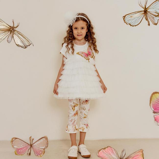 Picture of Daga Girls Twinkle Flight Ruffle Tunic & Leggings Set X 2 - White Beige