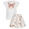 Picture of Daga Girls Twinkle Flight Applique Top & Skirt Set X 2 - White Beige