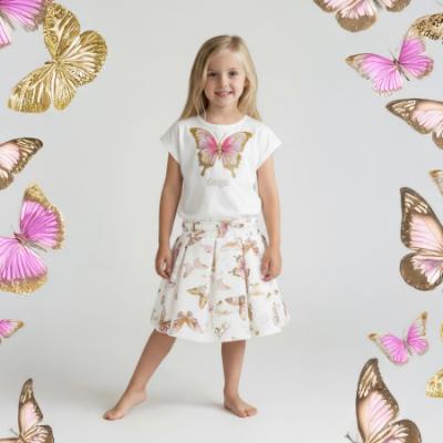 Picture of Daga Girls Twinkle Flight Applique Top & Skirt Set X 2 - White Beige