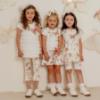 Picture of PRE ORDER Daga Girls Twinkle Flight Applique Top & Poplin Shorts Set X 2 - White Beige