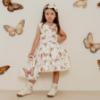 Picture of PRE ORDER Daga Girls Twinkle Flight Print Poplin Dress  With Big Bow - White Beige