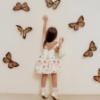 Picture of PRE ORDER Daga Girls Twinkle Flight Print Poplin Dress  With Big Bow - White Beige