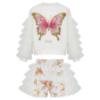 Picture of Daga Girls Twinkle Flight Applique & Tulle Sweater & Tulle Ruffles Shorts Set X 2 - White Beige
