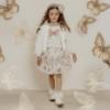 Picture of PRE ORDER Daga Girls Twinkle Flight Jacket With Tulle Ruffle Sleeves - White Beige