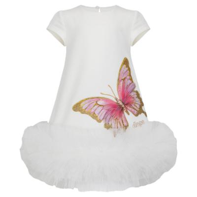Picture of PRE ORDER Daga Girls Twinkle Flight Iconic A Line Tulle Hem Dress - White Beige
