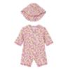 Picture of Mayoral Newborn Girls Floral Ruffle Bottom Swim Suit & Sunhat Set X 2 - Pink Multi