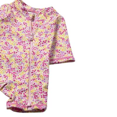 Picture of Mayoral Newborn Girls Floral Ruffle Bottom Swim Suit & Sunhat Set X 2 - Pink Multi