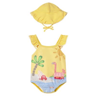 Picture of Mayoral Newborn Girls Ruffle Swim Suit & Sunhat Set X 2 - Yellow Multi
