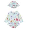 Picture of Mayoral Newborn Girls Skirted Floral Swim Suit & Sunhat Set X 2 - Aqua Multi
