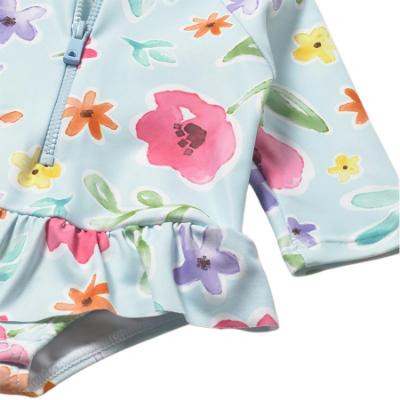 Picture of Mayoral Newborn Girls Skirted Floral Swim Suit & Sunhat Set X 2 - Aqua Multi