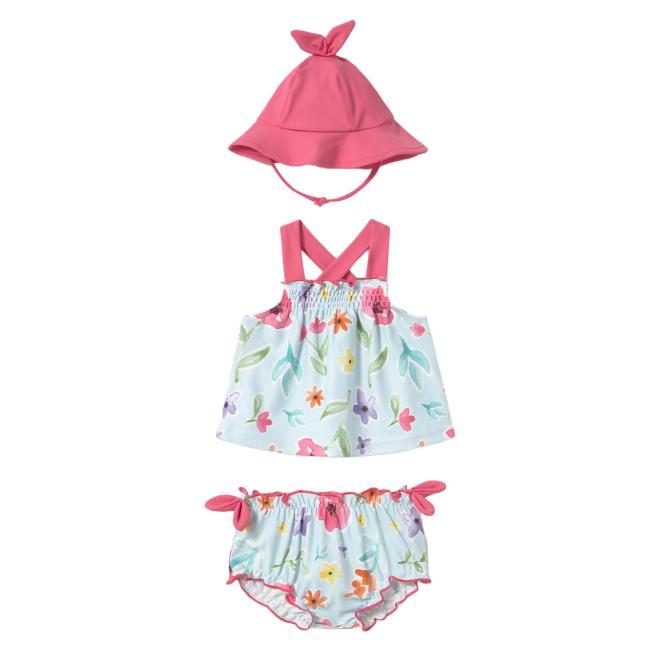Picture of Mayoral Newborn Girls Bikini & Sunhat Set X 3 - Aqua Multi