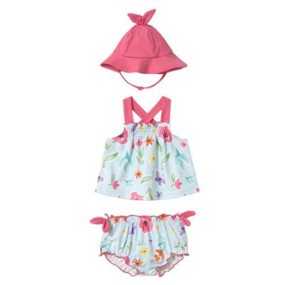 Picture of Mayoral Newborn Girls Floral Hawaii Bikini & Sunhat Set X 3 - Aqua Multi