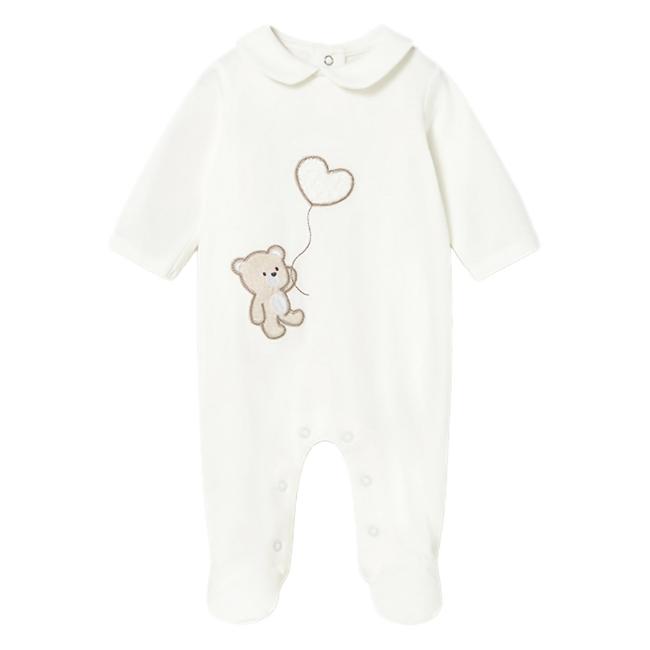 Picture of Mayoral Newborn Baby Unisex Teddy & Heart Onesie - Ivory Beige