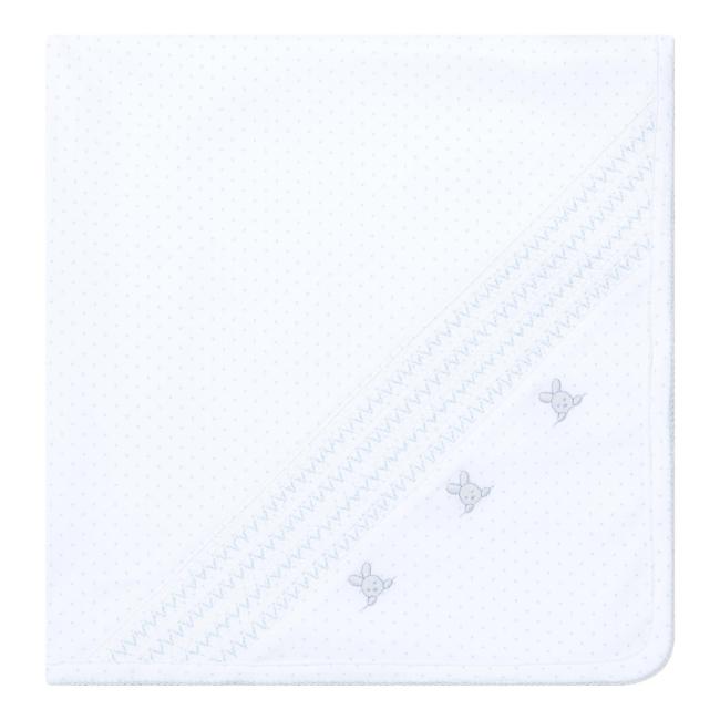Picture of Deolinda Baby Boys Confetti Smocked Cotton Jersey Blanket - White Blue