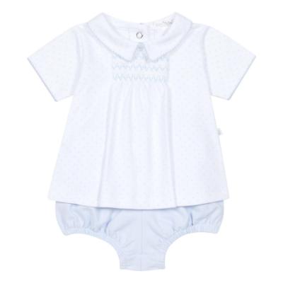 Picture of Deolinda Baby Boys Confetti Smocked Bloomer Set X 2 - White Blue