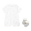 Picture of Mayoral Newborn Baby Unisex Duck Print Romper Bib Socks Gift Set  X 3 - White Beige Grey