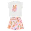 Picture of Mayoral Girls Summer Applique Top & Poplin Shorts Set X 2 - Blossom Pink