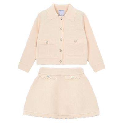 Picture of Mayoral Girls Summer Knit Jacket & Skirt Set X 2 - Cream