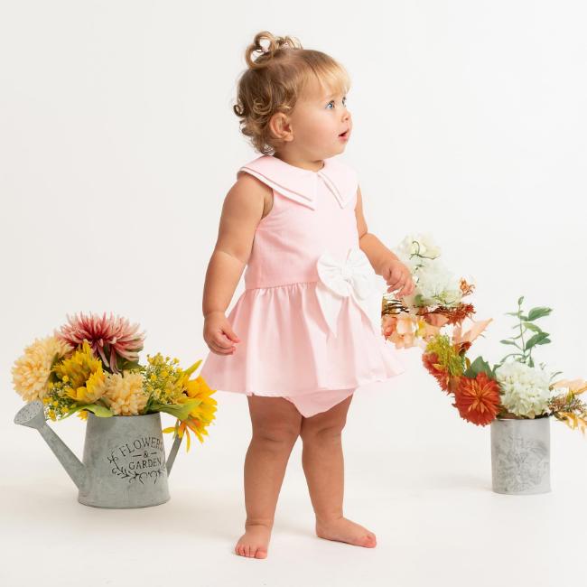 Picture of Caramelo Kids Baby Girls Summer Sailor Collar Skirted Jam Pant Set X 2 - Pink Ivory