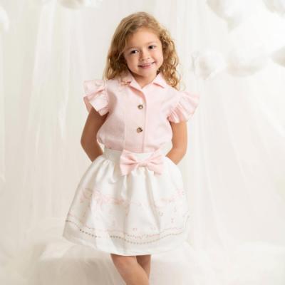 Picture of Caramelo Kids Girls Summer Occasion Frill Sleeve Skirt Set X 2 - Pink Ivory