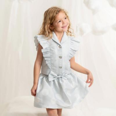 Picture of Caramelo Kids Girls Summer Occasion Ruffle Blouse Polka Skirt Set X 2 - Blue Ivory