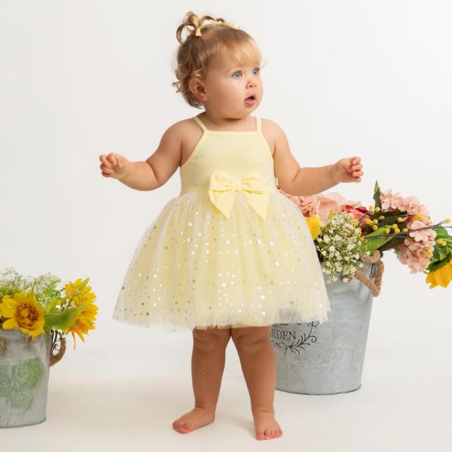 Picture of Caramelo Kids Toddler Girls Summer Occasion Strappy Party Dress - Lemon