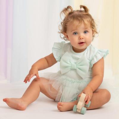 Picture of Caramelo Kids Baby Girls Summer Tulle Bow Romper - Mint Green